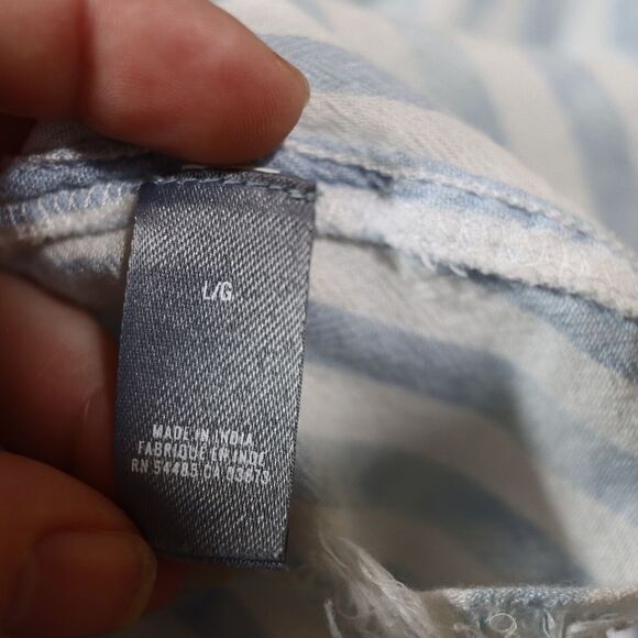 Aerie Blue and White Striped Button Down Popover Blouse Large - Picture 15 of 16